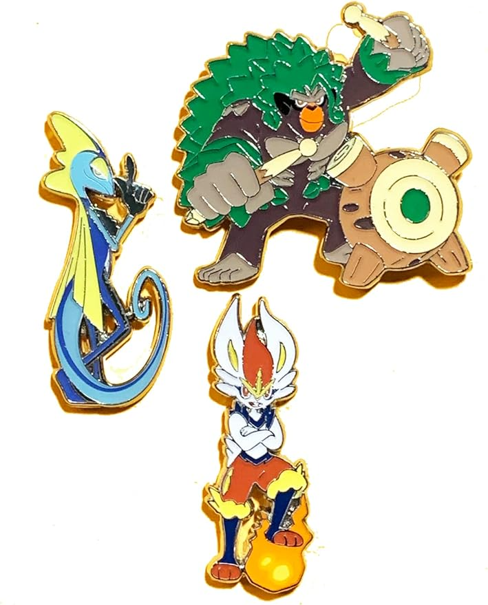 Pokemon TCG: Rillaboom / Cinderace / Inteleon - Pin Badge Set